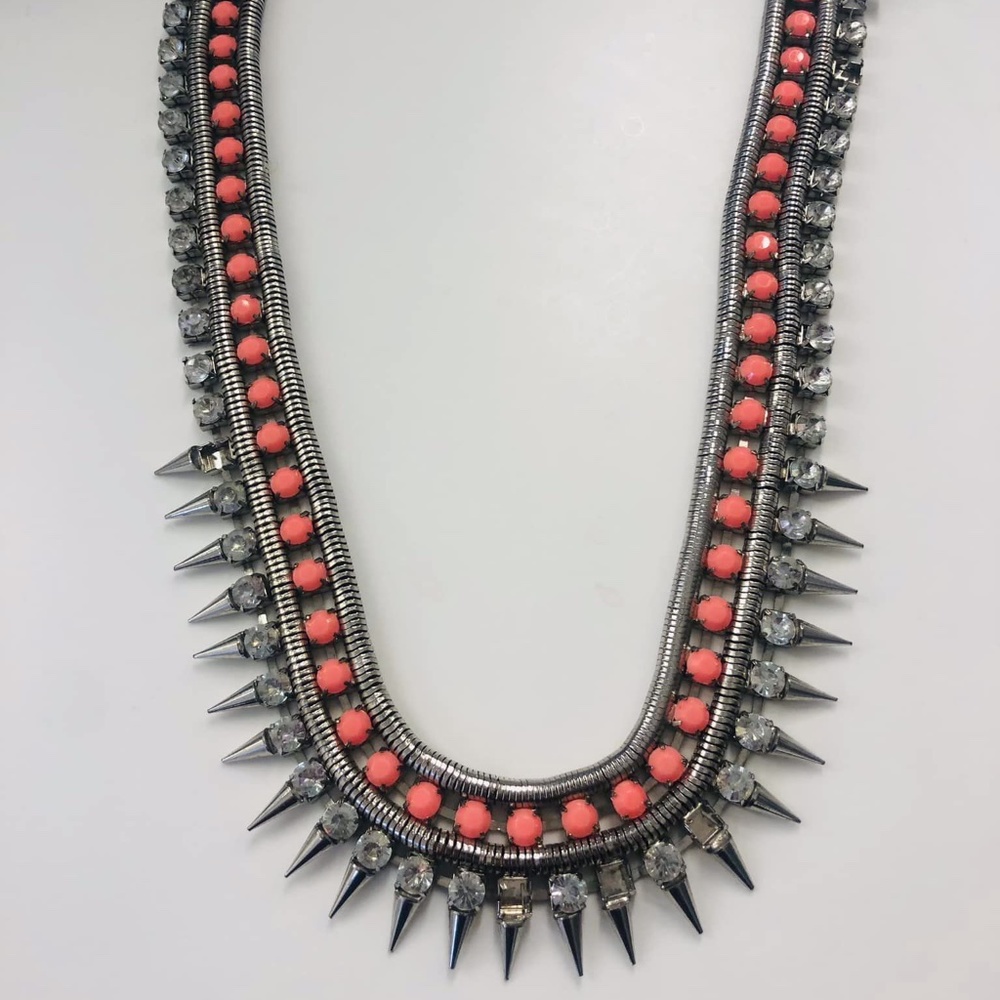 Pink Bobble and Spiked Necklace Collar